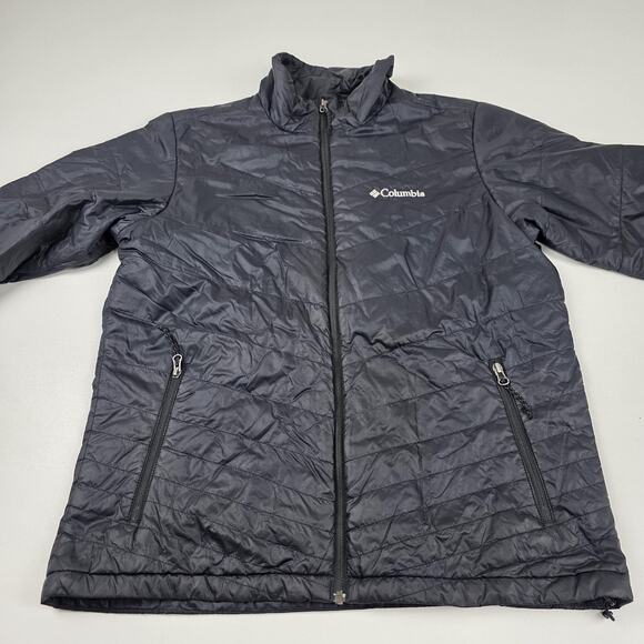 Columbia Jacket Mens Medium Black Omni-Heat Insulated Full Zip Packable Outdoors - Picture 3 of 13
